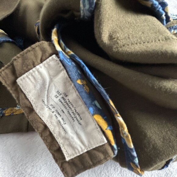 Anthropologie Cartonnier Womens Crop Military Jacket Large Olive Stretch Pockets - Picture 4 of 7